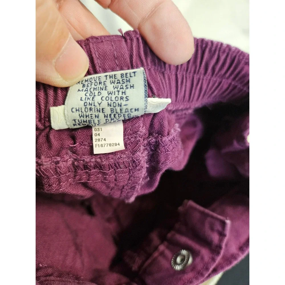 Vintage Cherokee Purple Cotton Pants with Belt Toddler 12M Plum Elastic Waist